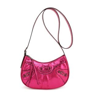 Kayla + Ava Metallic Pink Vegan Leather Shoulder Bag | Y2K Style Purse